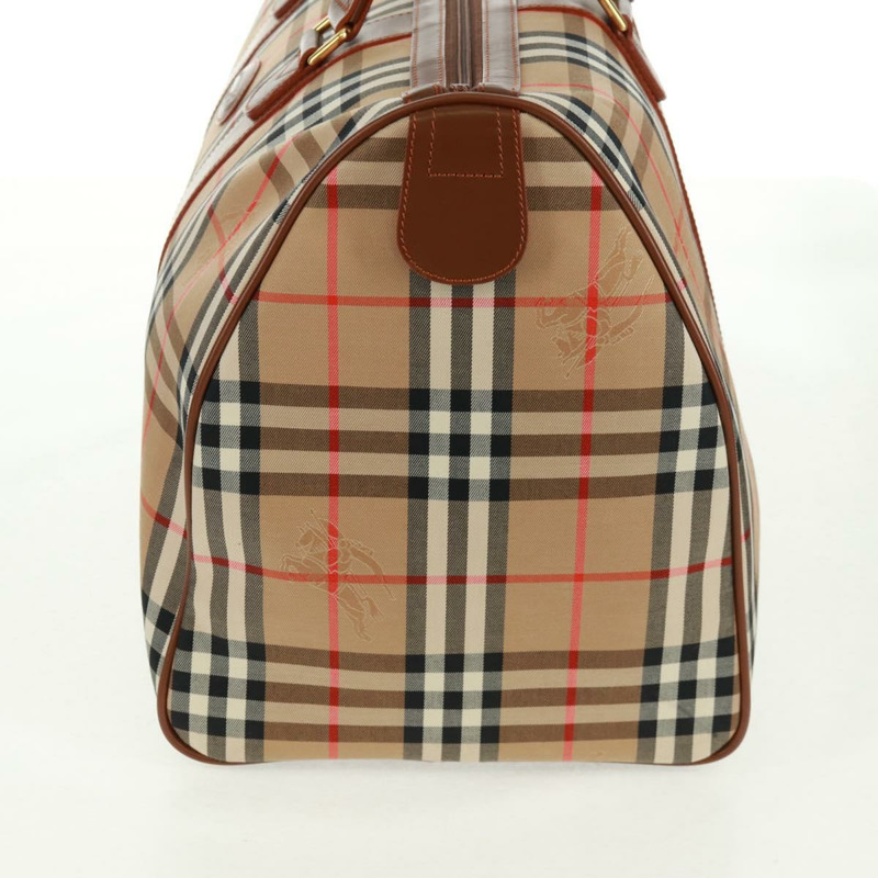 【日本直送】BURBERRY Nova 格紋波士頓包 尼龍 米色 金色 正品 yk20164V-2