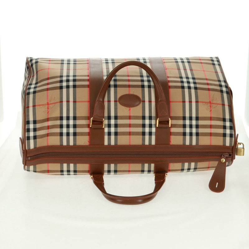 【日本直送】BURBERRY Nova 格紋波士頓包 尼龍 米色 金色 正品 yk20164V-5
