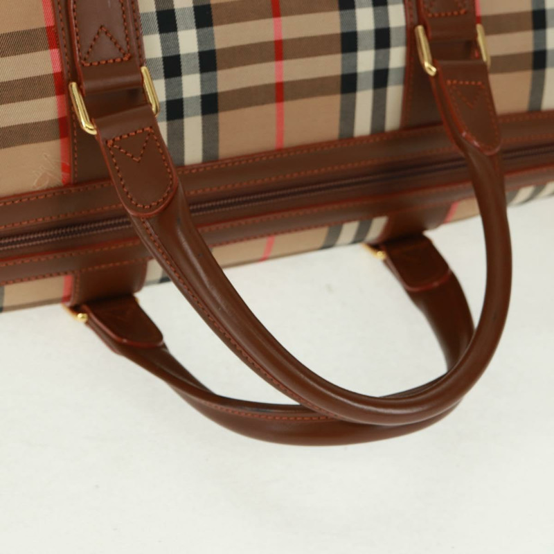 【日本直送】BURBERRY Nova 格紋波士頓包 尼龍 米色 金色 正品 yk20164V-6