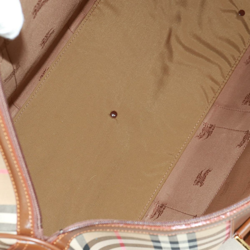 【日本直送】BURBERRY Nova 格紋波士頓包 尼龍 米色 金色 正品 yk20164V-10