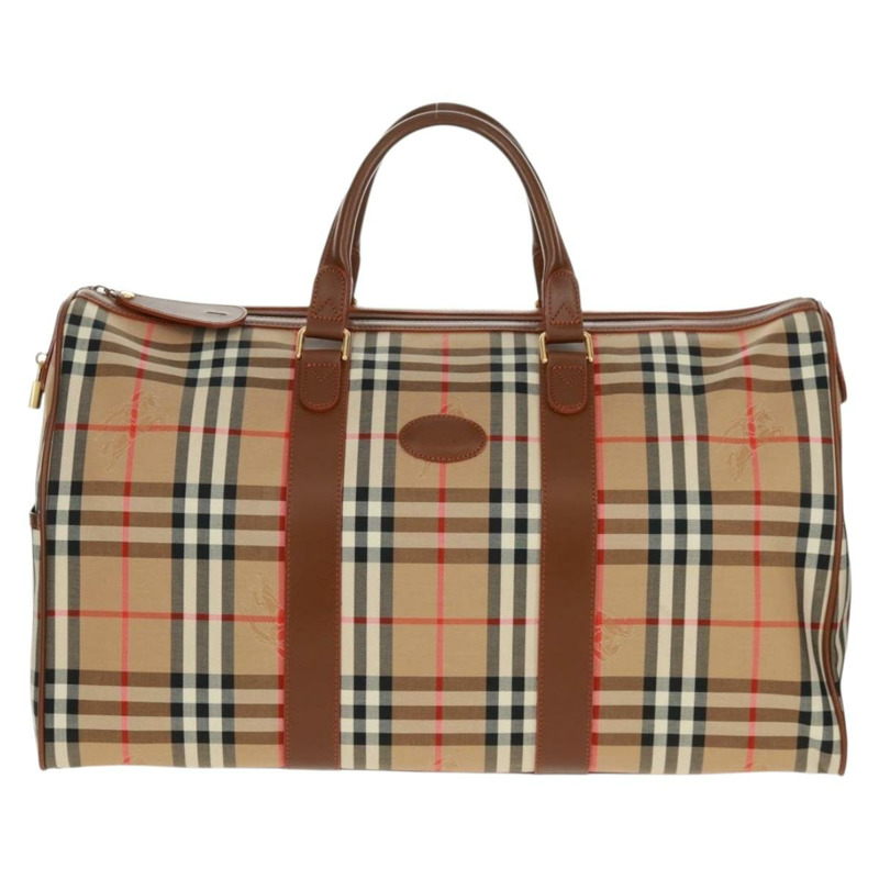 【日本直送】BURBERRY Nova 格紋波士頓包 尼龍 米色 金色 正品 yk20164V-12