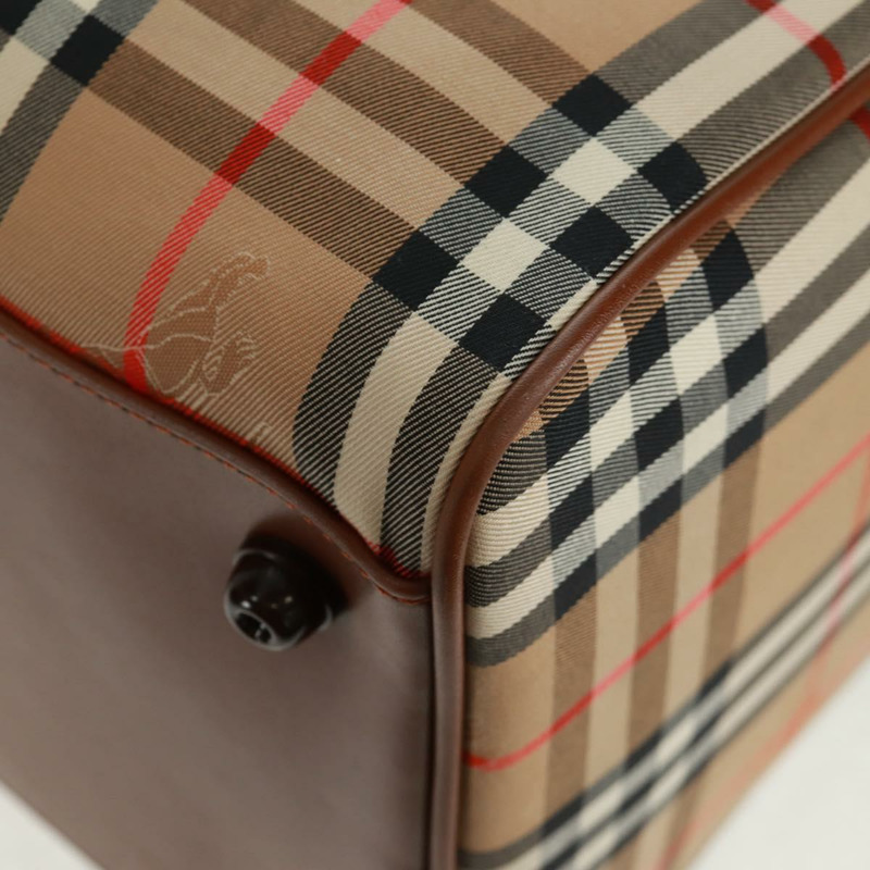 【日本直送】BURBERRY Nova 格紋波士頓包 尼龍 米色 金色 正品 yk20164V-15