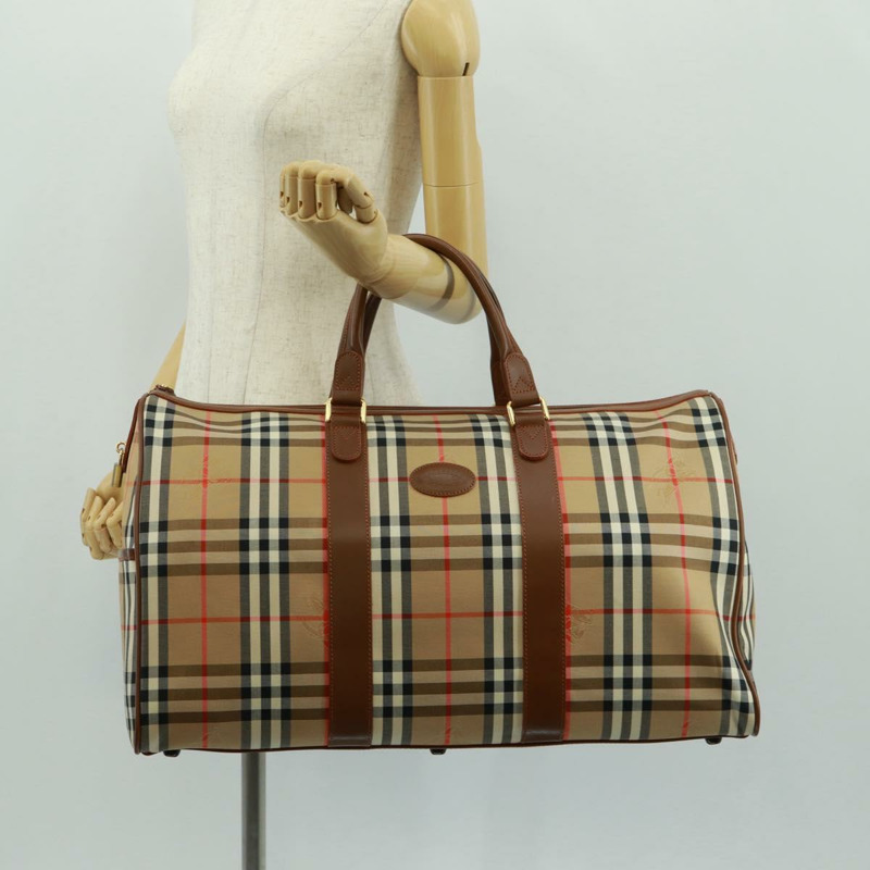 【日本直送】BURBERRY Nova 格紋波士頓包 尼龍 米色 金色 正品 yk20164V-22