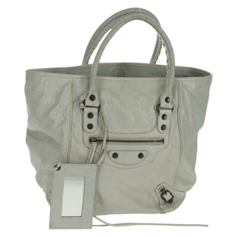 BALENCIAGA Sunday 手提包 皮革 灰色 228750 Auth fm5028V