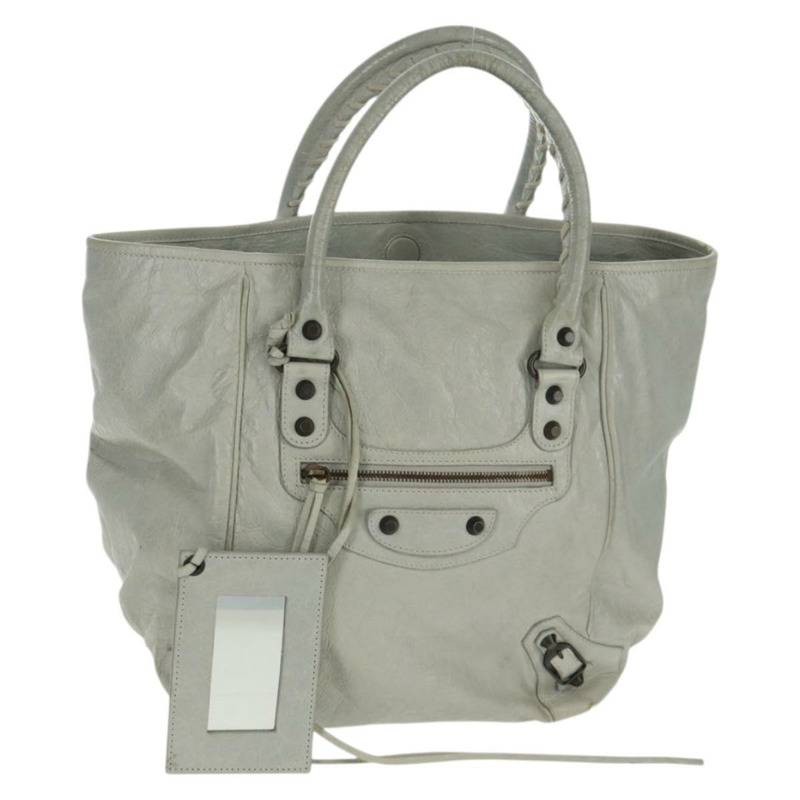【日本直送】BALENCIAGA Sunday 手提包 皮革 灰色 228750 Auth fm5028V-0