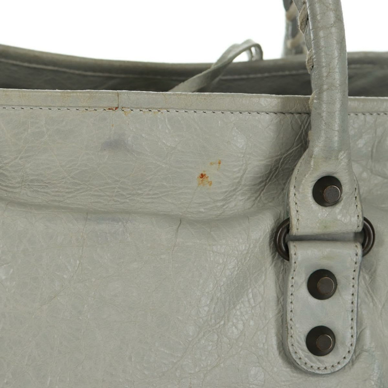 【日本直送】BALENCIAGA Sunday 手提包 皮革 灰色 228750 Auth fm5028V-2