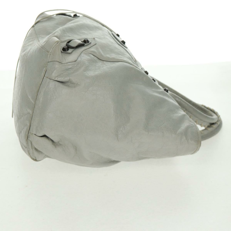 【日本直送】BALENCIAGA Sunday 手提包 皮革 灰色 228750 Auth fm5028V-4