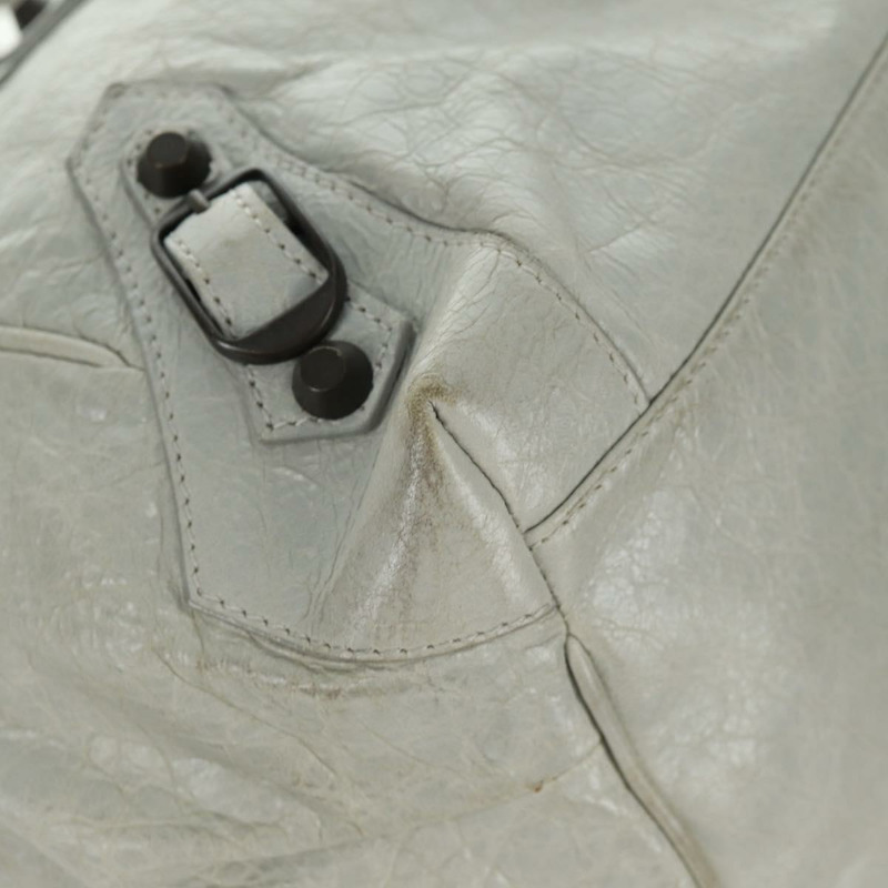 【日本直送】BALENCIAGA Sunday 手提包 皮革 灰色 228750 Auth fm5028V-13