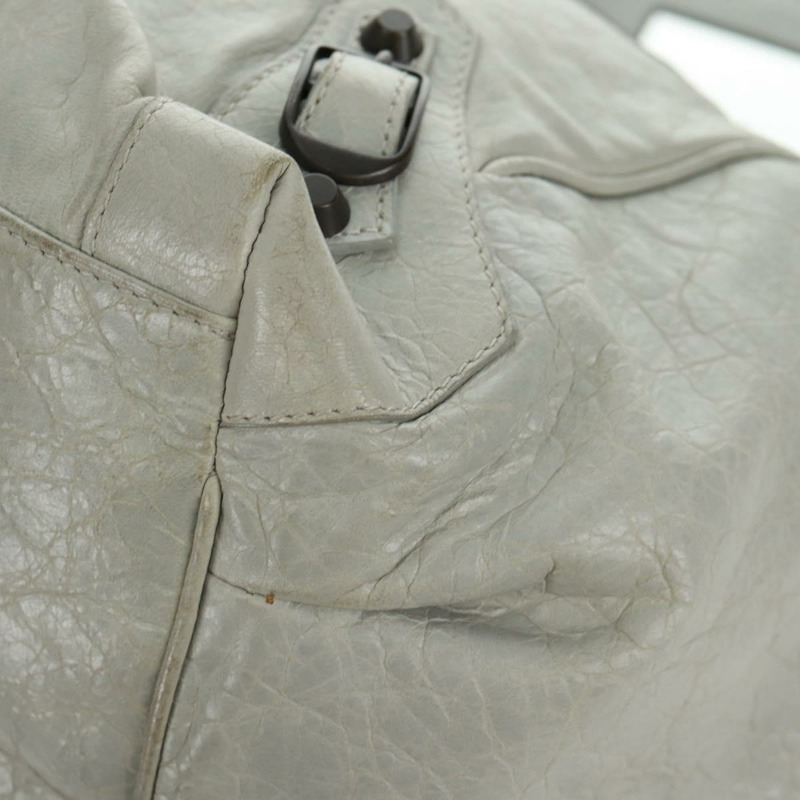 【日本直送】BALENCIAGA Sunday 手提包 皮革 灰色 228750 Auth fm5028V-14