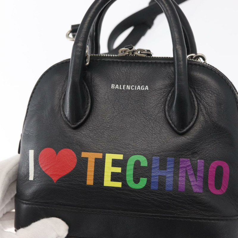 【日本直送】BALENCIAGA I LOVE TECHNO Villetop Handle XXS Bag 黑色 550646 Auth 163114V-18
