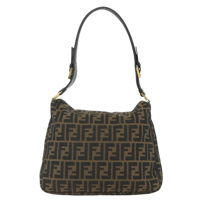 【日本直送】FENDI Zucca帆布肩背包 黑色棕色 正品 163887SAV-1