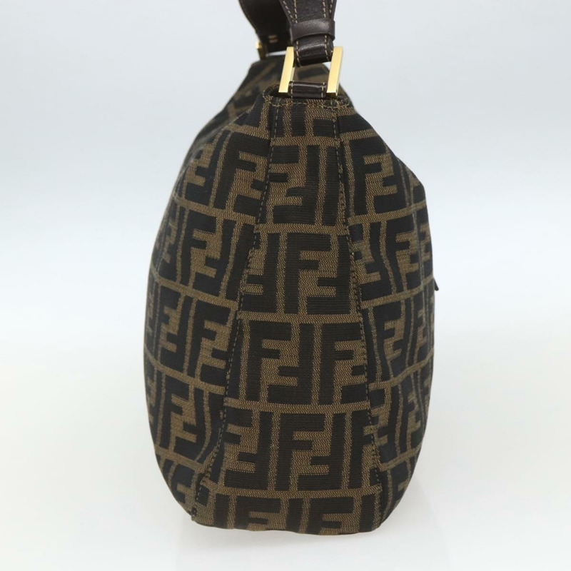 【日本直送】FENDI Zucca帆布肩背包 黑色棕色 正品 163887SAV-2