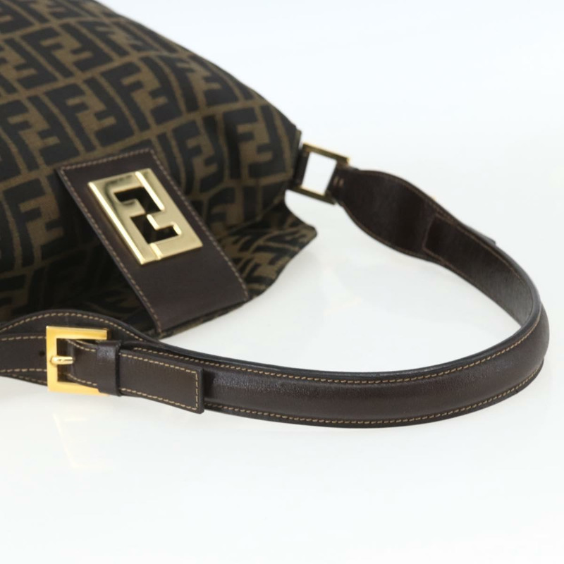 【日本直送】FENDI Zucca帆布肩背包 黑色棕色 正品 163887SAV-6