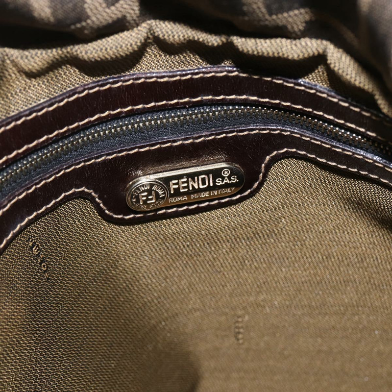 【日本直送】FENDI Zucca帆布肩背包 黑色棕色 正品 163887SAV-16