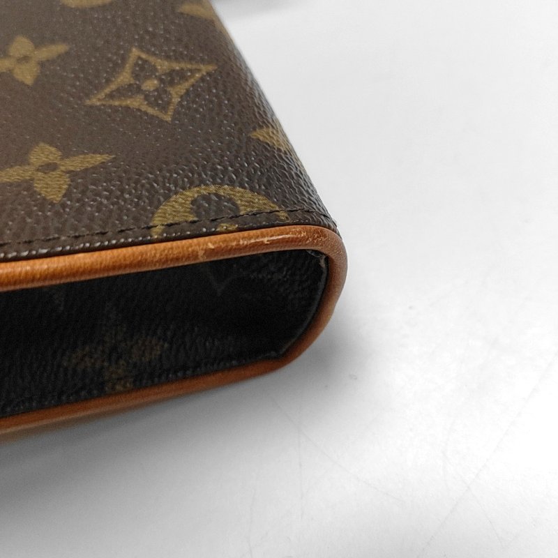 LOUIS VUITTON FLORENTINE棕色塗層帆布老花斜挎包腰包/胸包金色五金可拆卸肩帶-12