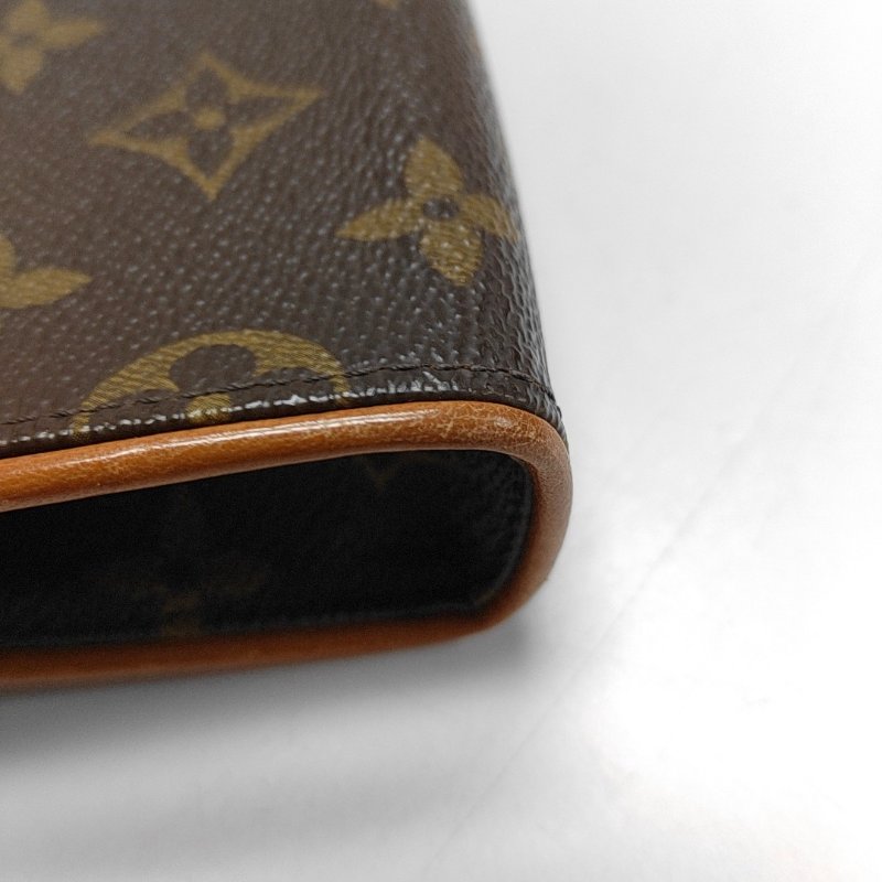 LOUIS VUITTON FLORENTINE棕色塗層帆布老花斜挎包腰包/胸包金色五金可拆卸肩帶-13