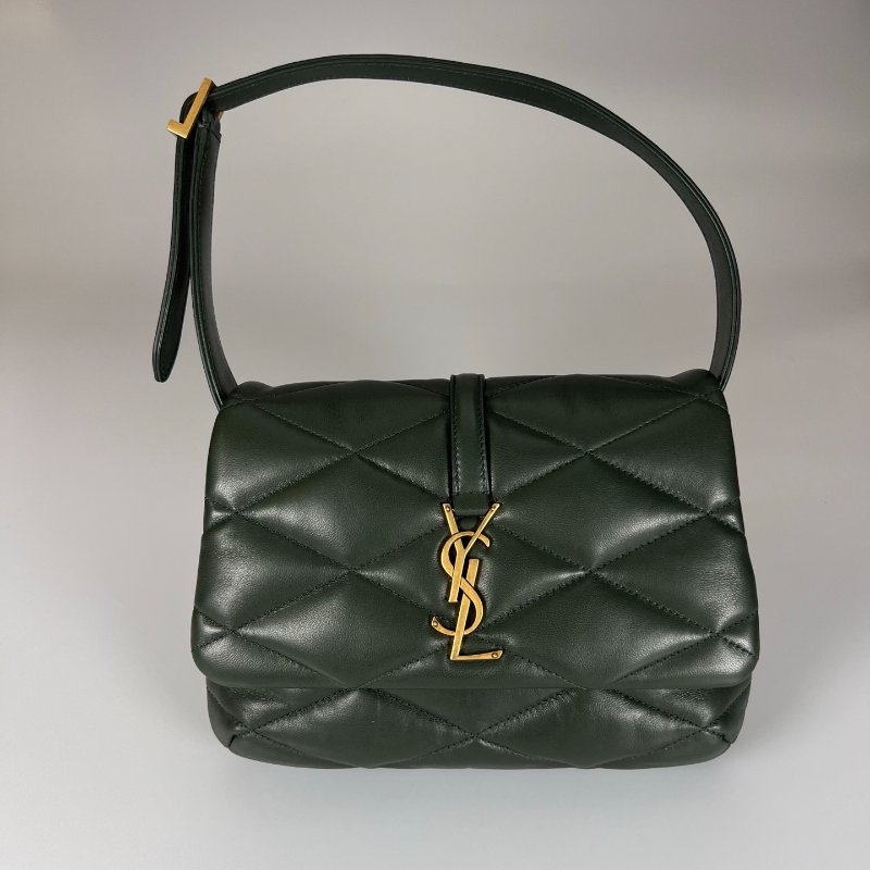 YSL 698567 LE 57墨綠絎縫小羊皮金釦肩背包-0