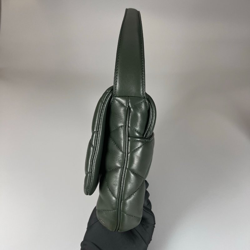 YSL 698567 LE 57墨綠絎縫小羊皮金釦肩背包-3