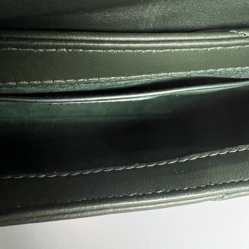 YSL 698567 LE 57墨綠絎縫小羊皮金釦肩背包-5