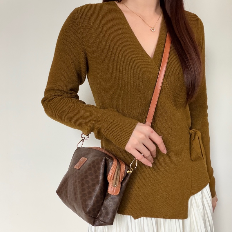 Celine Macadam 老花雲朵包 棕色 斜背包 腋下包 思琳-1