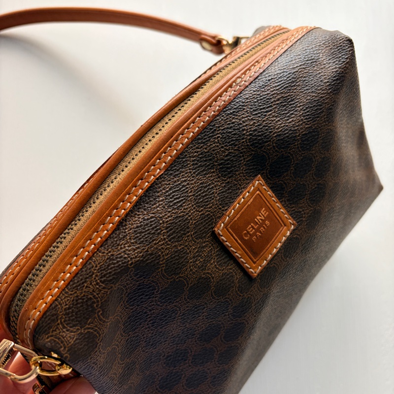 Celine Macadam 老花雲朵包 棕色 斜背包 腋下包 思琳-4