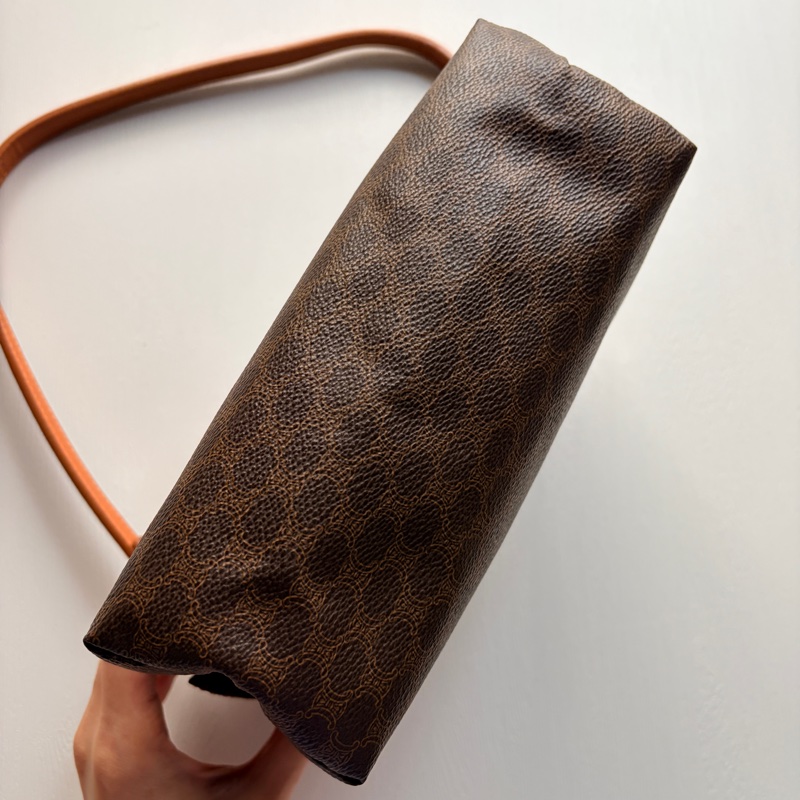 Celine Macadam 老花雲朵包 棕色 斜背包 腋下包 思琳-6