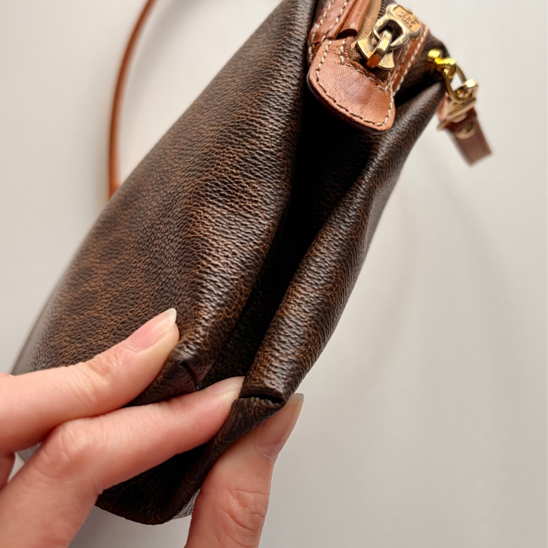 Celine Macadam 老花雲朵包 棕色 斜背包 腋下包 思琳-10