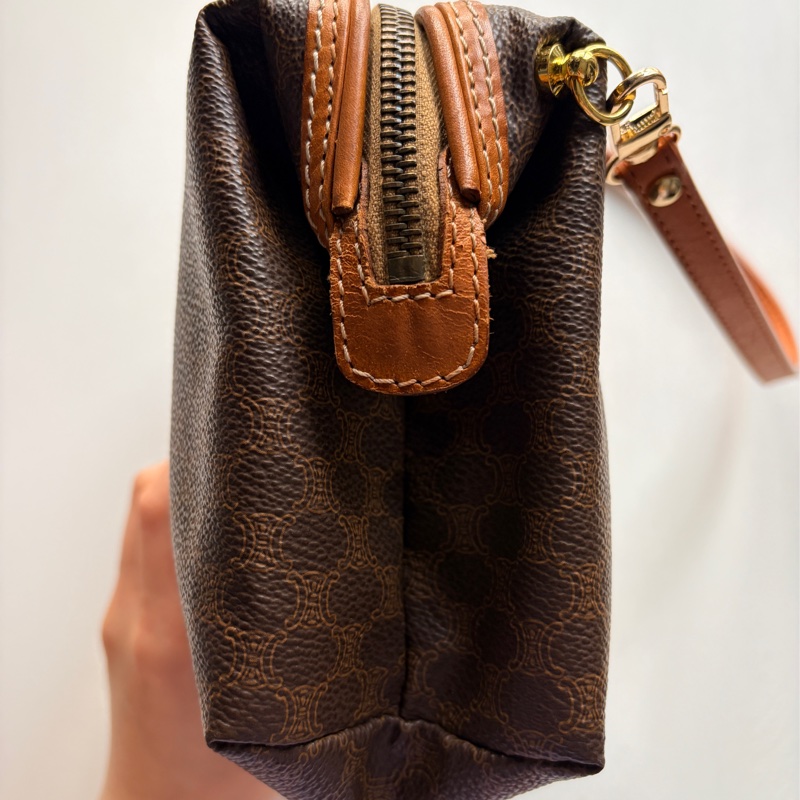 Celine Macadam 老花雲朵包 棕色 斜背包 腋下包 思琳-12