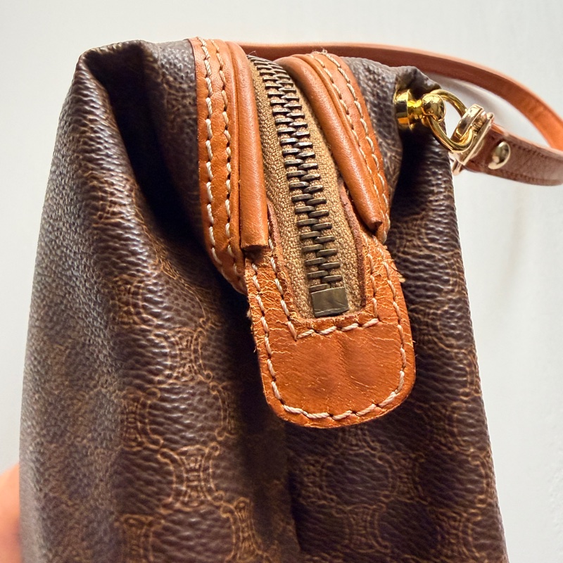 Celine Macadam 老花雲朵包 棕色 斜背包 腋下包 思琳-13