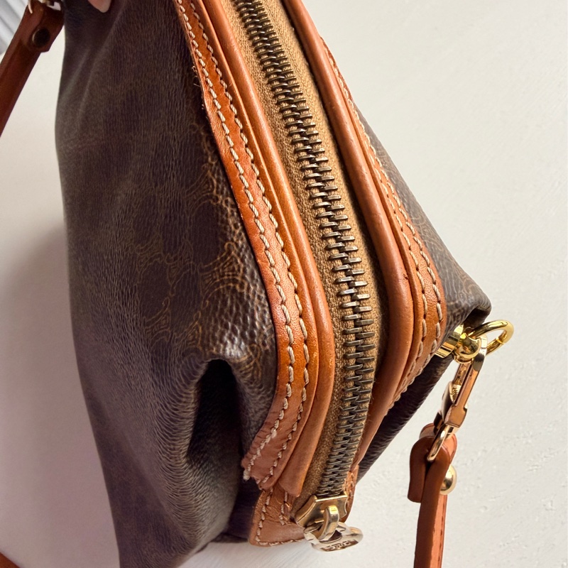 Celine Macadam 老花雲朵包 棕色 斜背包 腋下包 思琳-15