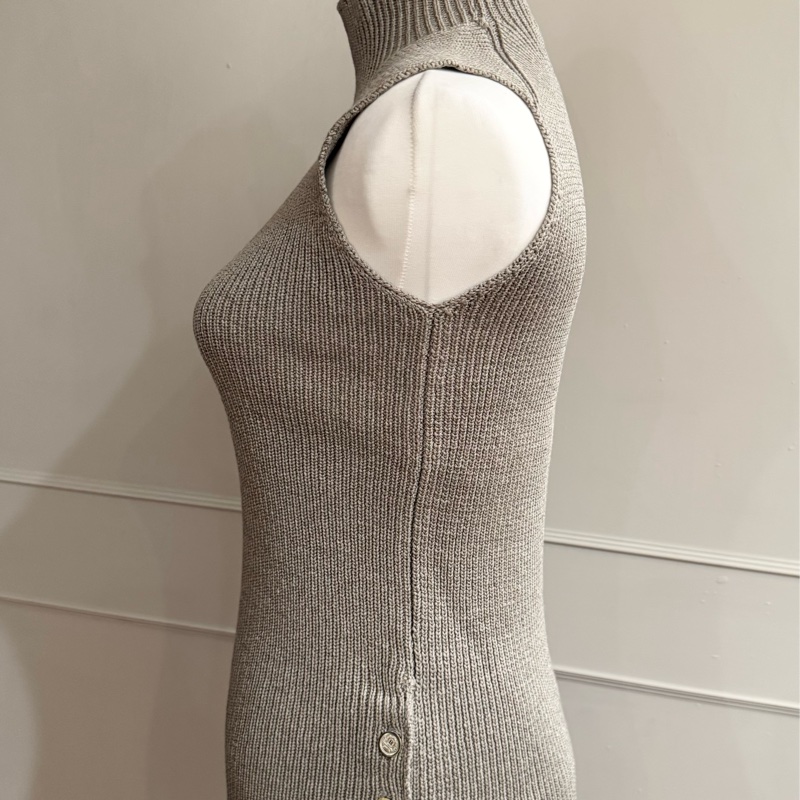 《新歡舊愛》正品HERMES愛馬仕灰色絲質高領背心XS~S-4
