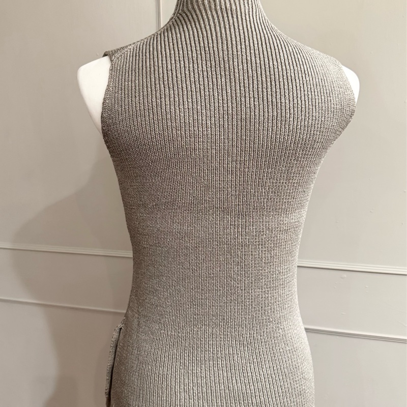 《新歡舊愛》正品HERMES愛馬仕灰色絲質高領背心XS~S-5