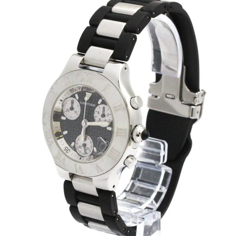卡地亞 Must 21 Chronoscaph 精鋼石英男士腕錶 W10125U2 拋光-1