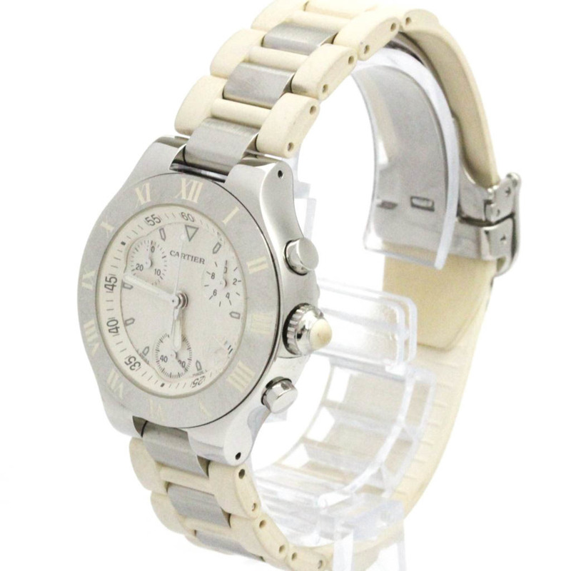 卡地亞 Must 21 Chronoscaph 精鋼石英女錶 W10197U2 拋光-1