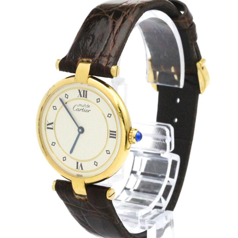 卡地亞 Must 鍍金皮革石英女士腕錶 W1001953-1
