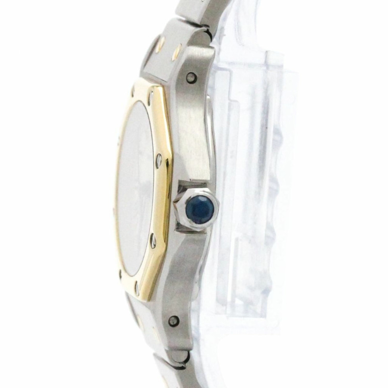 卡地亞 Santos 八角形 18K 金精鋼石英女錶 187903 拋光-3