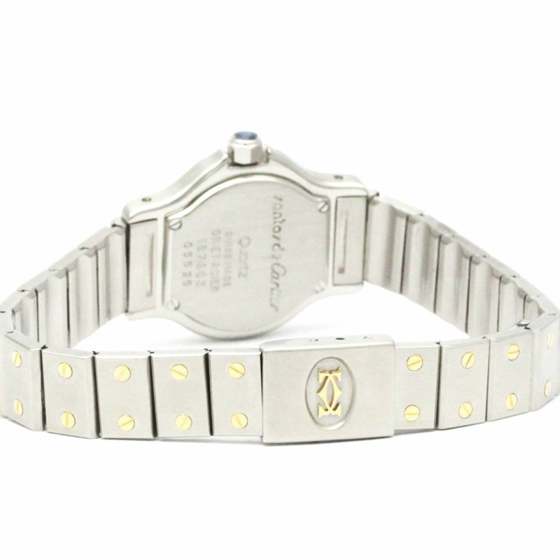 卡地亞 Santos 八角形 18K 金精鋼石英女錶 187903 拋光-4