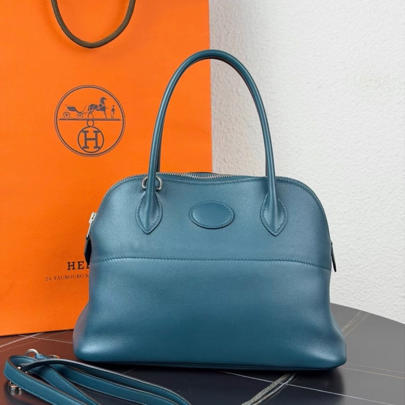 99新 Hermes愛馬仕 Bolide27 保齡球包 牛仔藍 X刻-0