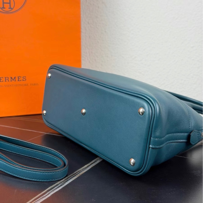 99新 Hermes愛馬仕 Bolide27 保齡球包 牛仔藍 X刻-4