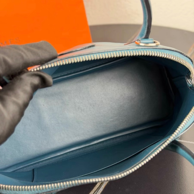 99新 Hermes愛馬仕 Bolide27 保齡球包 牛仔藍 X刻-5