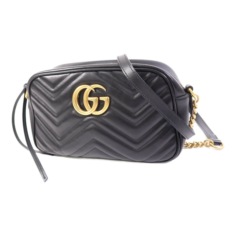 GUCCI 牛皮皮革GG Marmont金扣鏈帶肩背袋-2