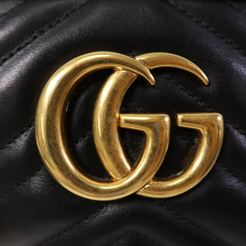 GUCCI 牛皮皮革GG Marmont金扣鏈帶肩背袋-6