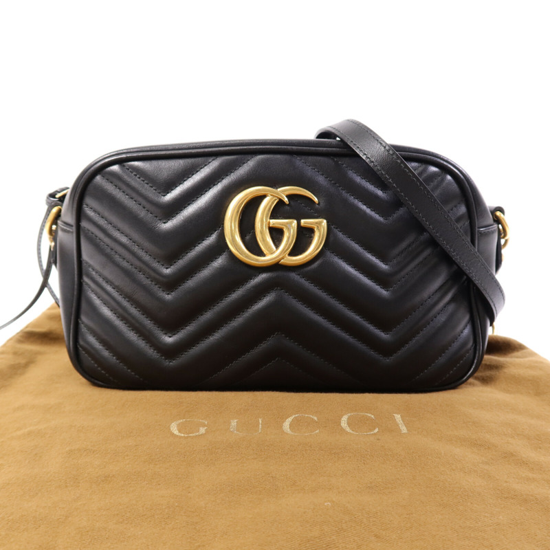 GUCCI 牛皮皮革GG Marmont金扣鏈帶肩背袋-9