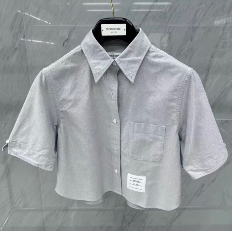Thom Browne 女款 短款 襯衫#38 40 42 白色 灰色 淺藍色-2