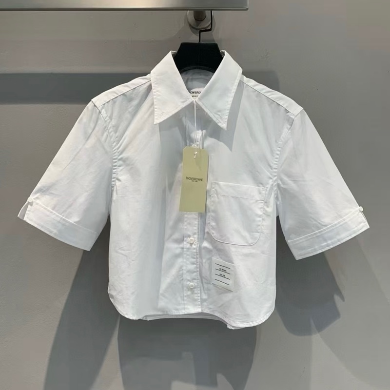 Thom Browne 女款 短款 襯衫#38 40 42 白色 灰色 淺藍色-5