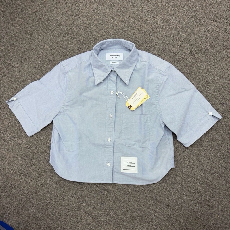 Thom Browne 女款 短款 襯衫#38 40 42 白色 灰色 淺藍色-3
