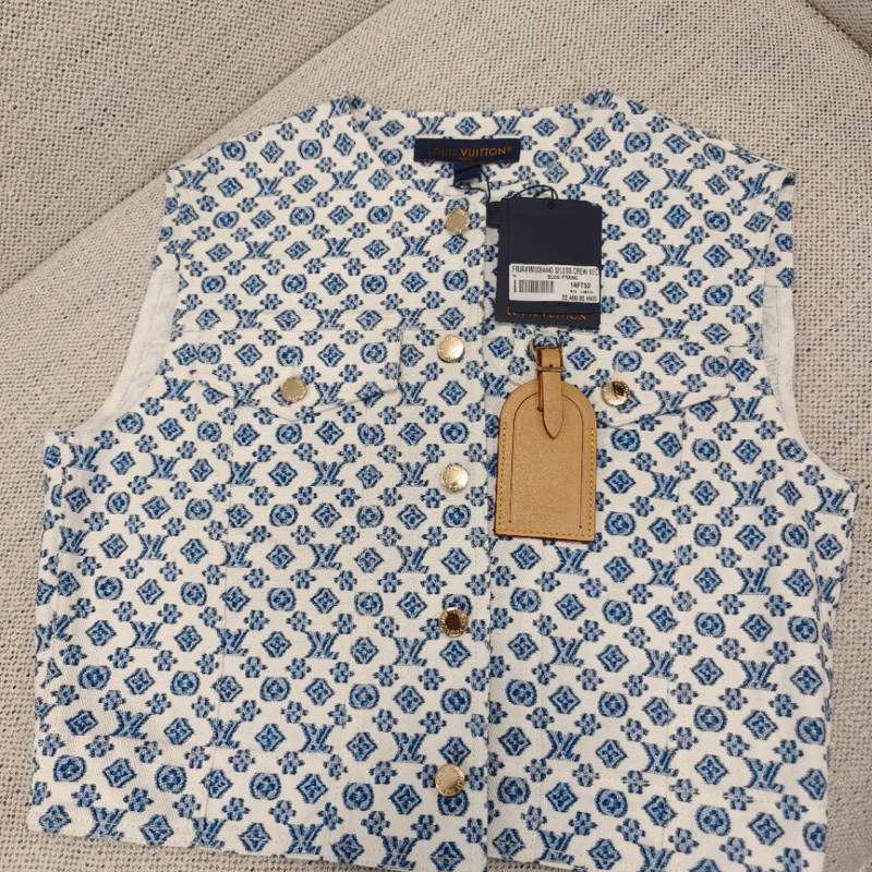 Louis Vuitton 路易威登 蓝白棋盘格无袖马甲 全新内购(涂标)40码(165/88A)-0