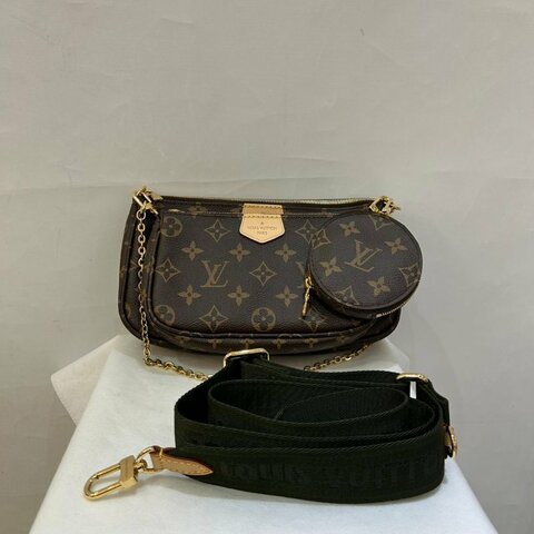 Louis Vuitton Pochette Accessoires卡其綠背袋五合一麻將包