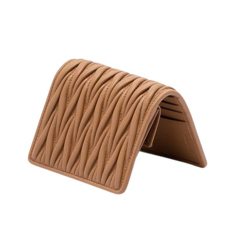 【MIU MIU】Small Matelasse 納帕軟皮 皮夾 錢包 卡夾 錢包 焦糖色 5MV204-4