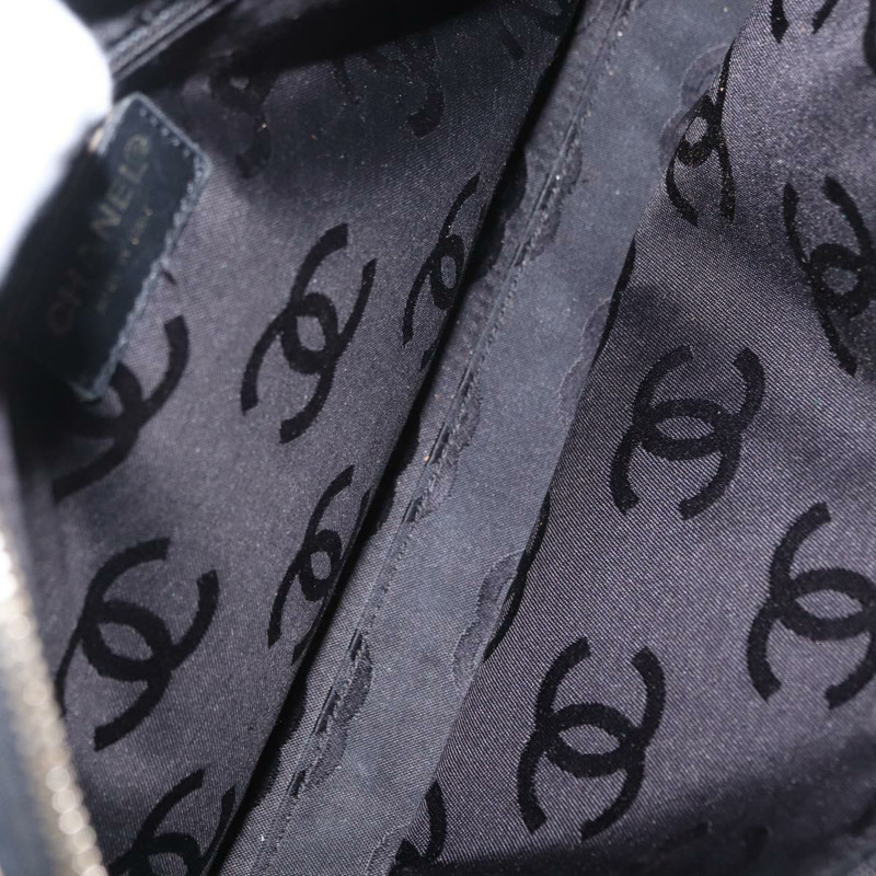 【日本直送】香奈兒 (CHANEL) 野性縫線手提包,黑色皮革,金色雙C標誌,正品 BA9589-9